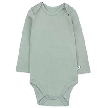 HonestBaby Organic Cotton Long Sleeve Bodysuits Multi Pack, 4 Pack Morning Mountains, 6-9 Months