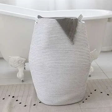 Stylish LA JOLIE MUSE Cotton Rope Storage Basket