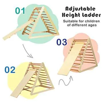 HONEY JOY Triangle Climber with Ramp, 2-in-1 Indoor Toddler Climbing Triangle Set with Ladder & Slide, Foldable Wooden Kids Climbing Toys for Playground, Gym & Daycare, Gift for Boys Girls (Natural)