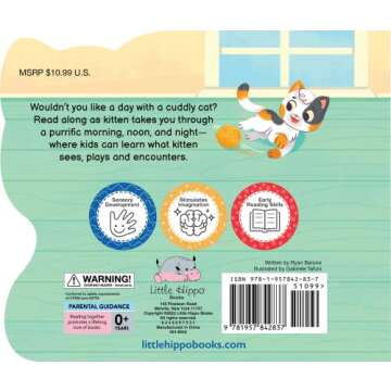 Little Hippo Books Cuddly Days with Kitten - Touch and Feel Board Book - Sensory Board Book