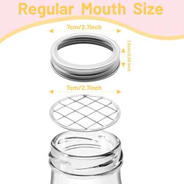 Cinvo Flower Mason Jar Insert Lid Metal Flower Organizer Frog Lid for Regular Mouth Mason Canning Ja...