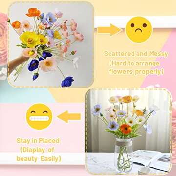 Cinvo Flower Mason Jar Insert Lid Metal Flower Organizer Frog Lid for Regular Mouth Mason Canning Jars Bouquet Easy Flower Arranging(6 Set Rings and Separate Lids)