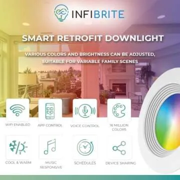 INFIBRITE Smart Recessed LED Downlight - 16M Colors, Wet Rated, Voice Control