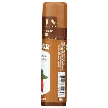 Badger - Cocoa Butter Lip Balm, Creamy Cocoa, Certified Organic Lip Balm, Fair Trade, Natural Lip Balm, Lip Butter, Lip Balm Cocoa Butter, Cocoa Care Lip Balm, 0.25 oz