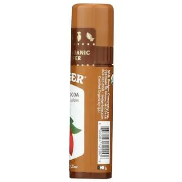 Badger - Cocoa Butter Lip Balm, Creamy Cocoa, Certified Organic Lip Balm, Fair Trade, Natural Lip Balm, Lip Butter, Lip Balm Cocoa Butter, Cocoa Care Lip Balm, 0.25 oz