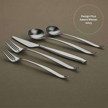 Gourmet Settings 20-Piece Silverware Balance Collection Matte Stainless Steel Flatware Sets, Service...