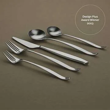 Gourmet Settings 20-Piece Silverware Balance Collection Matte Stainless Steel Flatware Sets, Service...