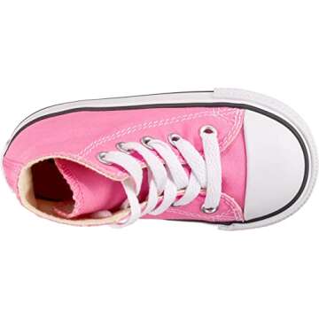 Converse Kids' Chuck Taylor All Star Canvas High Top Sneaker, pink, 5 M US Toddler