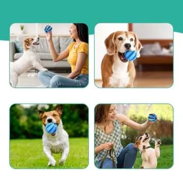 Black Rhino Interactive Dog Chew Toy Ball - Bite-Resistant Dog Treat Ball Dispenser Feeder - Ideal as Dog Puzzle Toys for Dog Boredom, Puppy Teething & Mind Stimulating Training Exercise (Pack of 2)