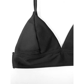 CUPSHE Women's Elegant Triangle Bikini Set Black Swimwear
