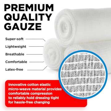 Gauze Rolls - 24 Pack - 4" x 4.1yd Breathable Rolled Gauze - Individually Wrapped with Bonus Tape - First Aid Conforming Stretch Wrap for Wounds