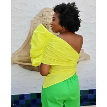 The Drop Women's Sulphur Spring One Shoulder Blouse by @kass_stylz, 3X, Plus Size