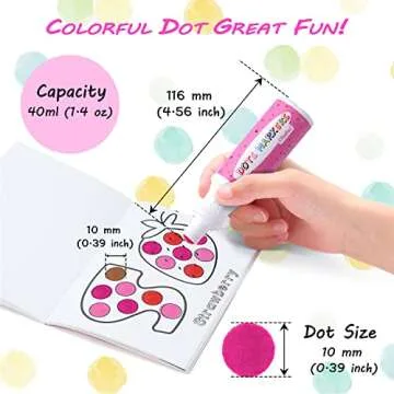 Ohuhu Washable Dot Markers for Toddler 8 Colors Bingo Daubers 40 ml (1.41 oz) with a Blank 30 Pages Kids Activity Book for Kids Children (3 Ages +) Preschool Non-Toxic Water-Based Dot Art Markers