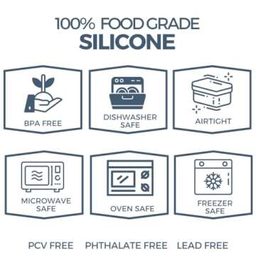 Dreamroo Silicone Bento Box for Kids and Adults- BPA Free, 3 Compartment Lunch Box - Microwave, Dishwasher and Freezer Safe - Perfect for Work, School and On-the-Go Meals