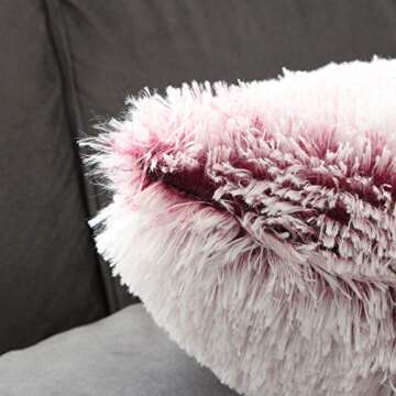 Uhomy 2 Packs Winter Home Decorative Fluffy Plush Pillow Covers 18"x18",Super Warm Soft Plush Faux Fur Throw Pillow Cover Cushion Case for Sofa Bed 45x45 Cm Zippered Red Ombre Pillow Covers