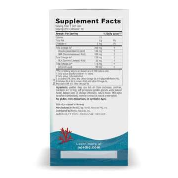 Nordic Naturals Complete Omega Jr., Lemon - 180 Mini Soft Gels - 283 mg Total Omega-3s & 35 mg GLA - Healthy Cognition, Nervous System Function - Non-GMO - 90 Servings