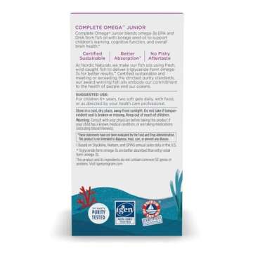 Nordic Naturals Complete Omega Jr., Lemon - 180 Mini Soft Gels - 283 mg Total Omega-3s & 35 mg GLA - Healthy Cognition, Nervous System Function - Non-GMO - 90 Servings
