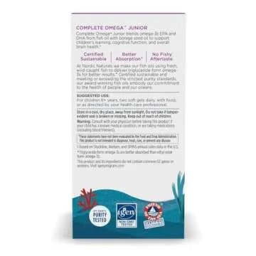 Nordic Naturals Complete Omega Jr., Lemon - 180 Mini Soft Gels - 283 mg Total Omega-3s & 35 mg GLA - Healthy Cognition, Nervous System Function - Non-GMO - 90 Servings