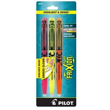 Pilot Frixion Light Pastel Highlighters - 5 Pack, Erasable Ink