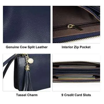 Befen Leather Wristlet Clutch with RFID Protection