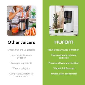 Hurom H200 Easy Clean Slow Juicer, Matte Black | Hands Free | Hopper Fits Whole Produce | Quiet Motor | Scrub Free Cleaning | BPA Free | Easy Assembly | Healthy Living | Cold Press Masticating Juicer