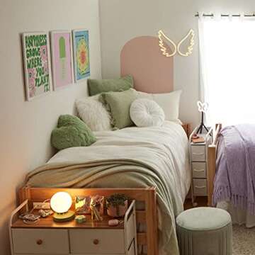 Dormify Heart Faux Fur Throw Pillow | Light Green | Heart Design & Shape | Stuffed Throw Pillow | 16" x 16" | Dorm Room Accent & Decor | Dorm or Bedroom Accent Essential