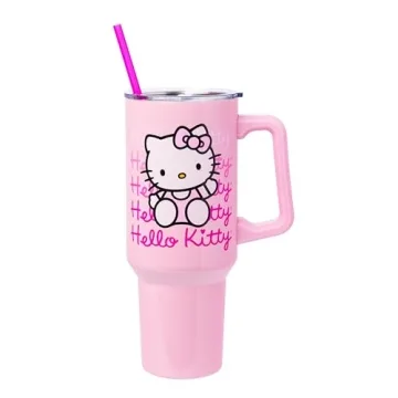Hello Kitty Waving Stainless Steel Tumbler - 40 Oz with Straw