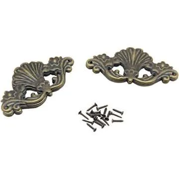 3.9x1.9 inch Vintage Corner Protectors 8 Pcs Metal Box Corner Protector Corner Brace with Mounting Screws for Furniture Jewelry Box Decoration Edge Cover Furniture Cabinet, Hollow, Antique Bronze