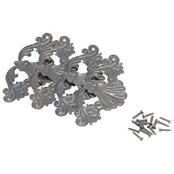 3.9x1.9 inch Vintage Corner Protectors 8 Pcs Metal Box Corner Protector Corner Brace with Mounting Screws for Furniture Jewelry Box Decoration Edge Cover Furniture Cabinet, Hollow, Antique Bronze