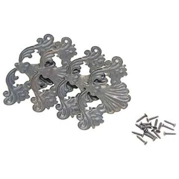 3.9x1.9 inch Vintage Corner Protectors 8 Pcs Metal Box Corner Protector Corner Brace with Mounting Screws for Furniture Jewelry Box Decoration Edge Cover Furniture Cabinet, Hollow, Antique Bronze