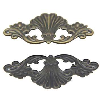 3.9x1.9 inch Vintage Corner Protectors 8 Pcs Metal Box Corner Protector Corner Brace with Mounting Screws for Furniture Jewelry Box Decoration Edge Cover Furniture Cabinet, Hollow, Antique Bronze