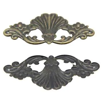 3.9x1.9 inch Vintage Corner Protectors 8 Pcs Metal Box Corner Protector Corner Brace with Mounting Screws for Furniture Jewelry Box Decoration Edge Cover Furniture Cabinet, Hollow, Antique Bronze