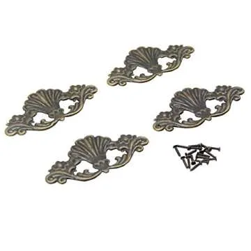 3.9x1.9 inch Vintage Corner Protectors 8 Pcs Metal Box Corner Protector Corner Brace with Mounting Screws for Furniture Jewelry Box Decoration Edge Cover Furniture Cabinet, Hollow, Antique Bronze