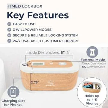 Mindsight Timed Lockbox for Distractions and Wellness