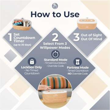 Mindsight Timed Lock Box | Unplug from Phones, Video Games, Social Media, Snacks & Cravings | 3 Modes based on Willpower | Easy to Use | Out of Sight ~ Out of Mind | Boost Your Mental Wellness