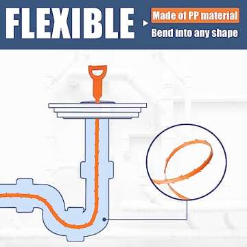 8 Pack Drain Snake Clog Remover - Eco-Friendly Tool