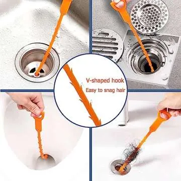 8 Pack Drain Snake Clog Remover - Eco-Friendly Tool