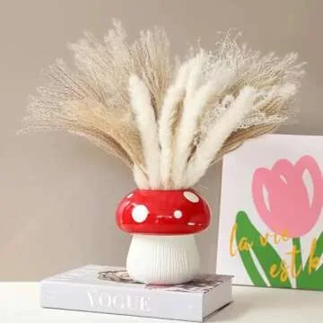 Mushroom Vase, Mushroom Shaped Vases for Decorative Flowers Modern Home Decor, Ceramic Vases, Minimalist Vase for Coffee Table, Kitchen, Office, House Decoration