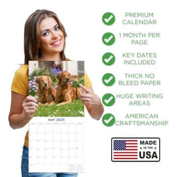 2025 Golden Retriever Calendar - Dog Breed Wall Calendar - 12 x 24 Open - Thick No-Bleed Paper - 14 Month Planner Calendar Organizing & Planning