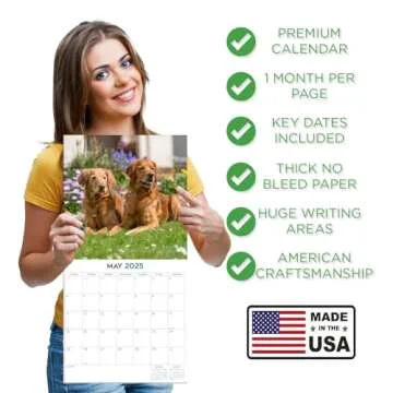 2025 Golden Retriever Calendar - Dog Breed Wall Calendar - 12 x 24 Open - Thick No-Bleed Paper - 14 Month Planner Calendar Organizing & Planning