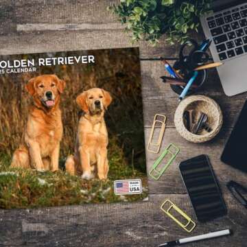 2025 Golden Retriever Calendar - Dog Breed Wall Calendar - 12 x 24 Open - Thick No-Bleed Paper - 14 Month Planner Calendar Organizing & Planning