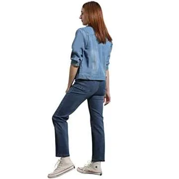 loveimgs Women's Cropped Denim Jacket for Stylish Versatility