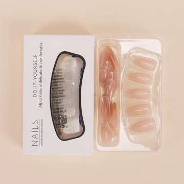 Chic 24Pcs Nude Gradient Press on Nails for Women