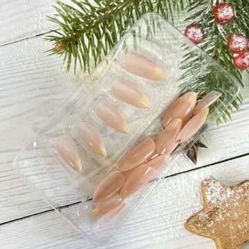 Chic 24Pcs Nude Gradient Press on Nails for Women