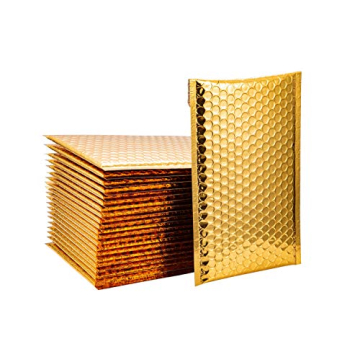 SPACE SEAL® Metallic Bubble Mailer 6x11 IN - 50 Pcs (Usable Size 6x10 IN) - Gold Bubble Mailers, Pa...