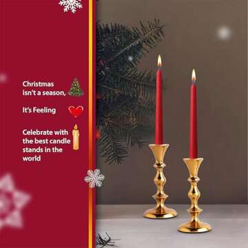 Rely+ Gold Candle Holders Set of 2 Decorative Centerpiece Table Candlesticks Holders for Taper Candl...