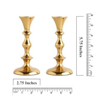 Rely+ Gold Candle Holders Set of 2 Decorative Centerpiece Table Candlesticks Holders for Taper Candles Home Decor Easter Candle Holders for Dinner Party Wedding Decorations