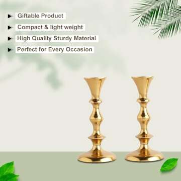 Rely+ Gold Candle Holders Set of 2 Decorative Centerpiece Table Candlesticks Holders for Taper Candles Home Decor Easter Candle Holders for Dinner Party Wedding Decorations
