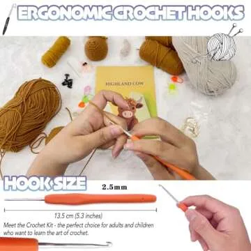 LOLCROCHET Highland Cow Crochet Kit for Beginners, 2 Pcs Animals Amigurumi Crochet Starter Kit with Step-by-Step Video Tutorial, Easy Knitting Set for Kids Adults Crocheting Doll Xmas Gift