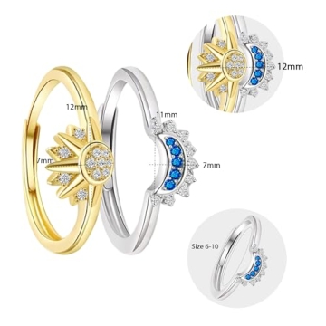 Sun and Moon Adjustable Rings for Women